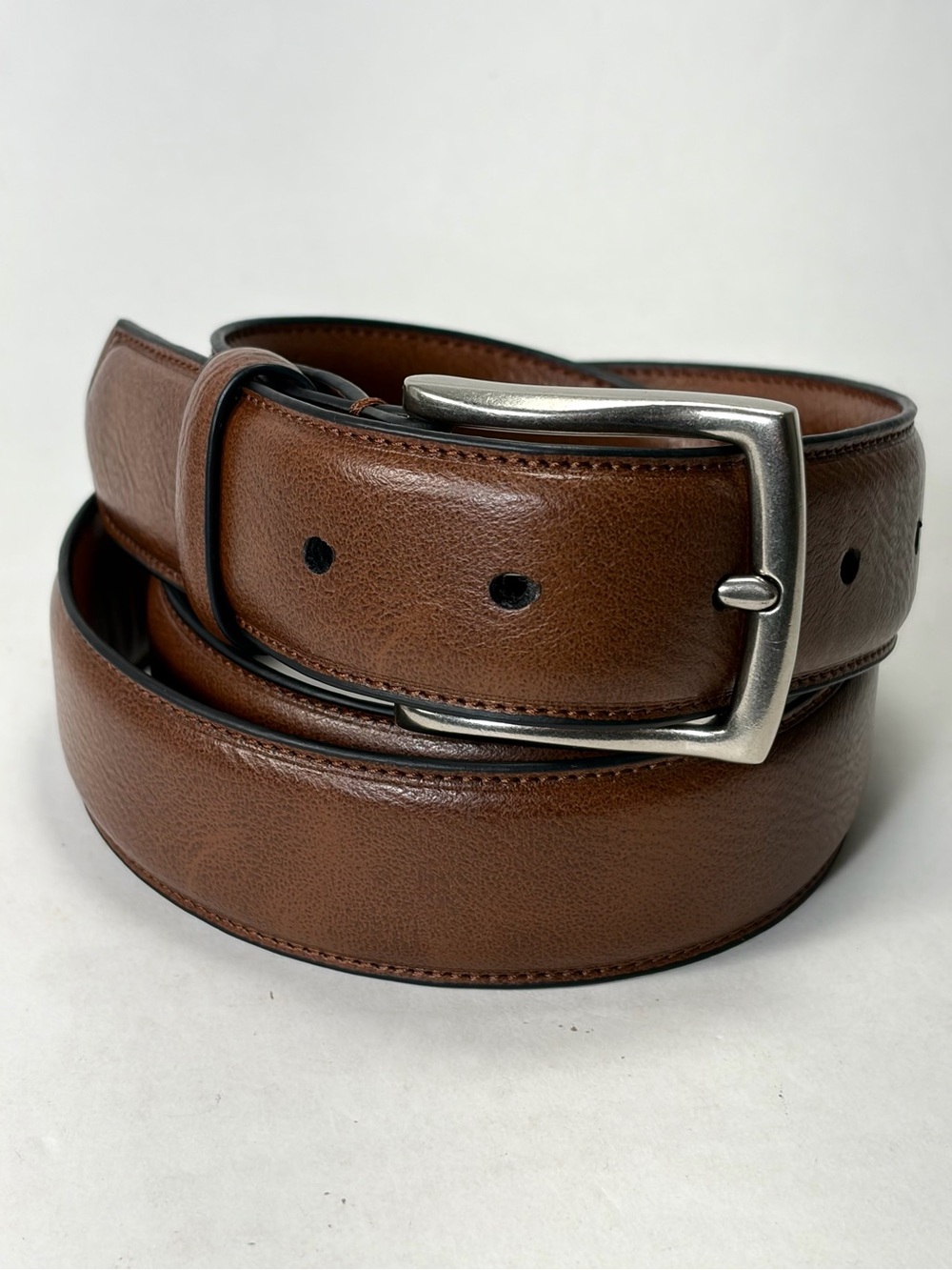 Dockers Classic Brown Synthetic Leather Belt with Silver Buckle M 34-36